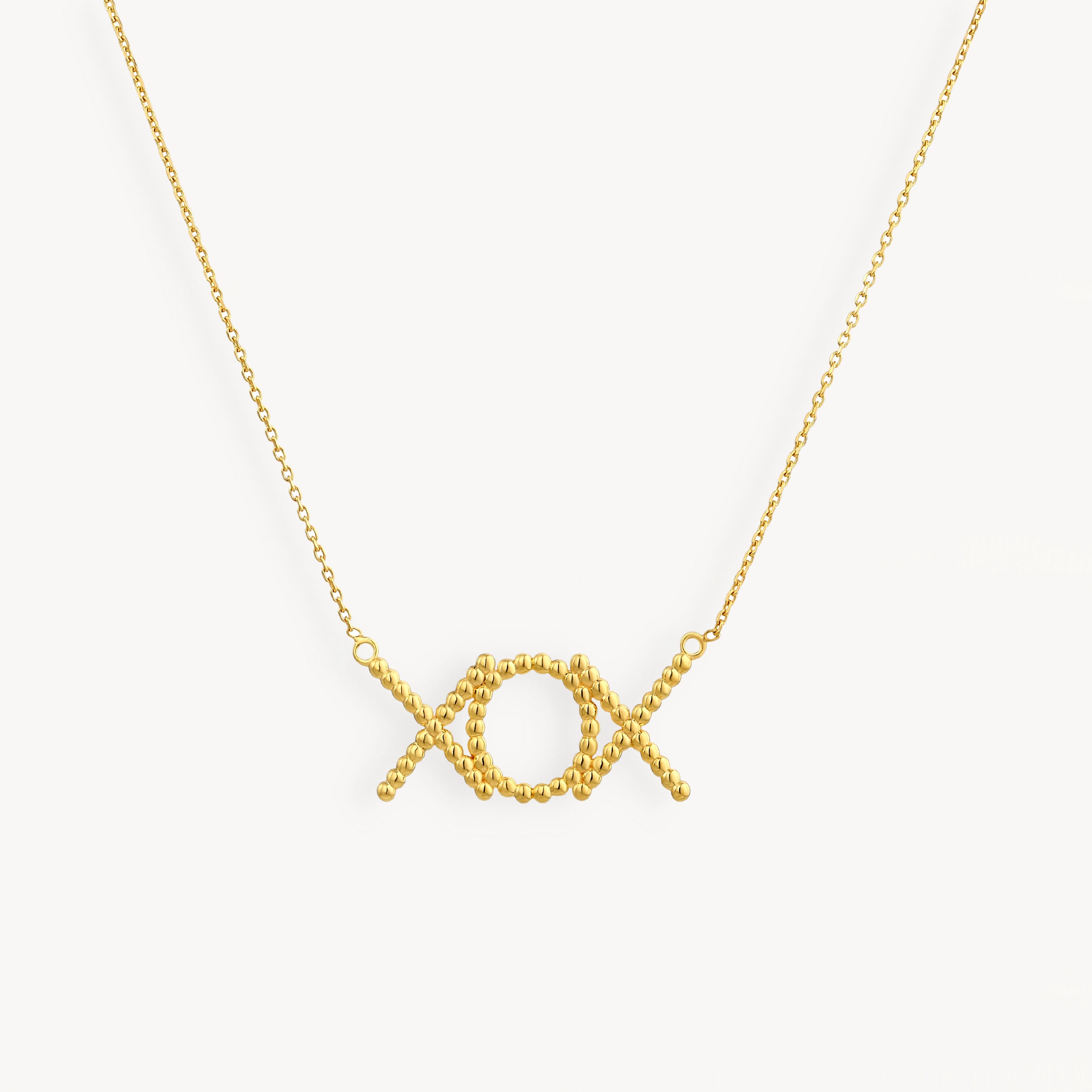 925 STERLING SILVER BEADED WORD "XOX" NECKLACE