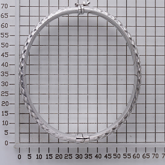 925 STERLING SILVER DIAMOND CUT TUBE HINGED BANGLE