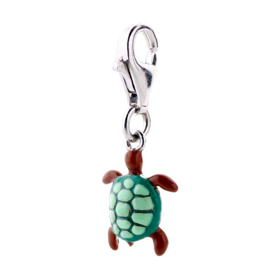 925 STERLING SILVER ENAMEL LITTLE SEA TURTLE CHARM F11847