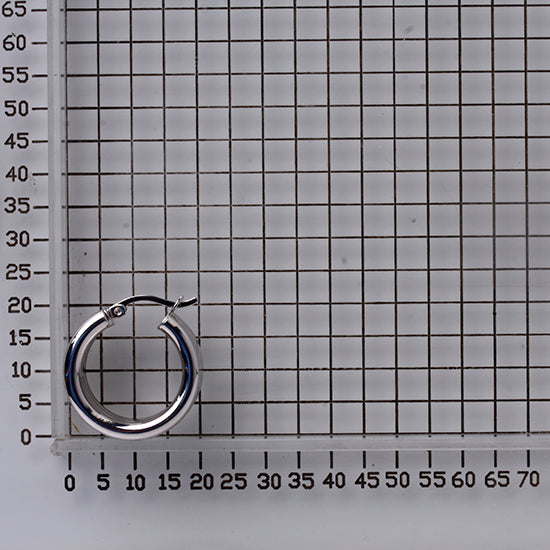 925 STERLING SILVER 20.0 MM. THREE LINES IN A ROLL HOOP EARRINGS F13031