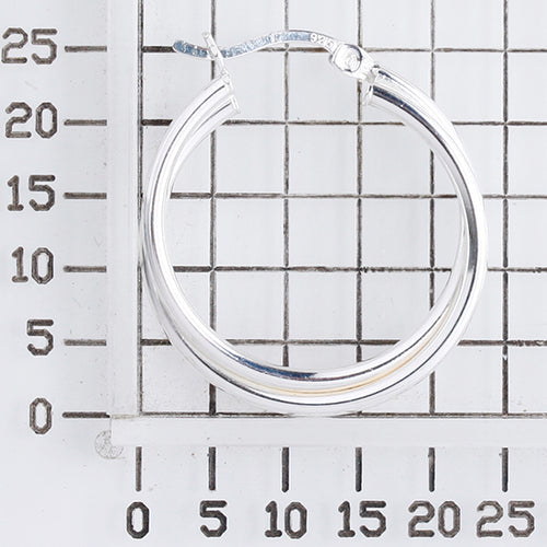 925 STERLING SILVER 25.0 MM. DOUBLE CROSSOVER ROUND HOOP EARRINGS F13246
