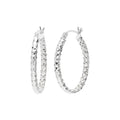 925 STERLING SILVER 30.0 MM. DIAMOND CUT TUBE OVAL SHAPE HOOP EARRINGS F15211