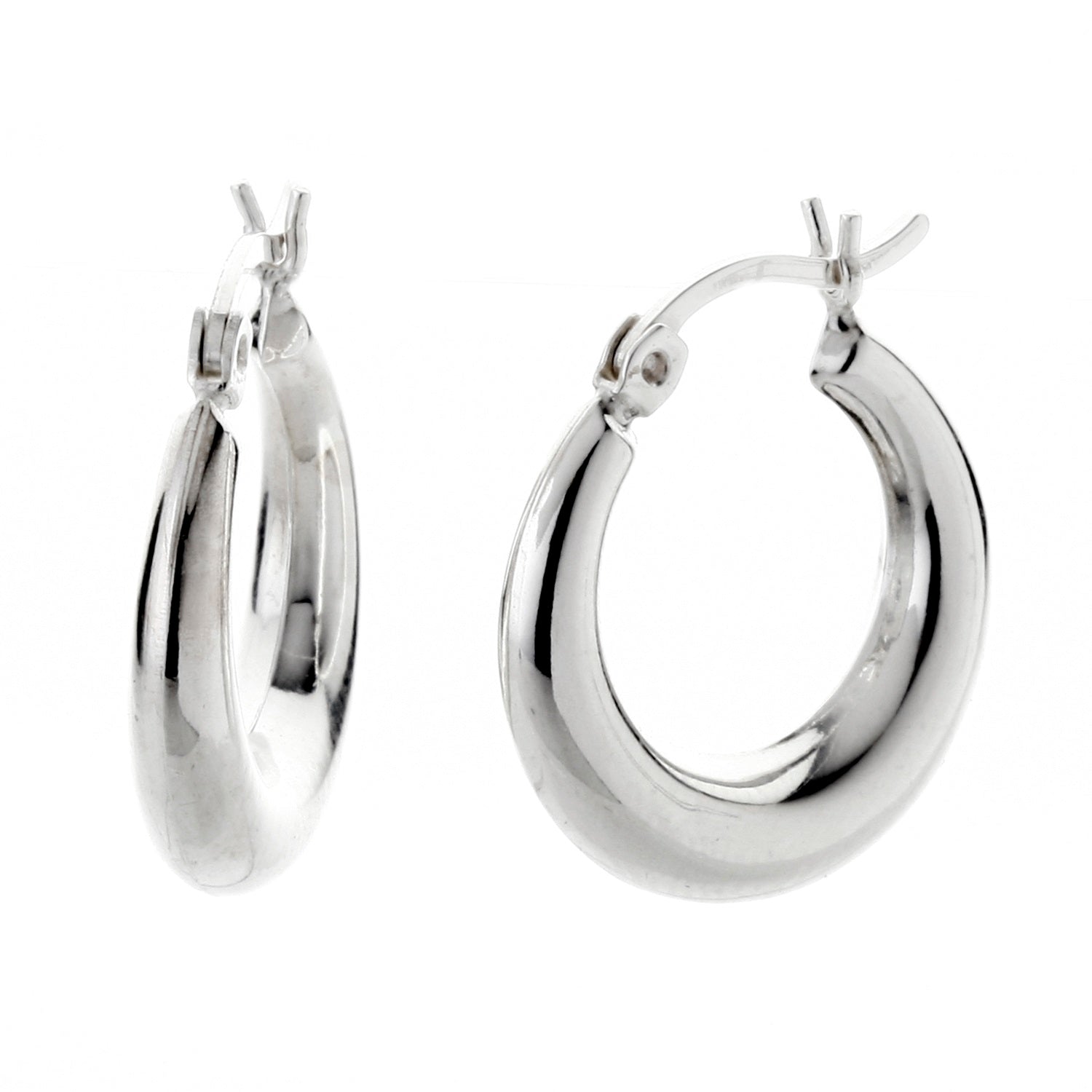 925 STERLING SILVER BACK TO BACK BOLD HALF MOON SHAPE HOOP EARRINGS F15907
