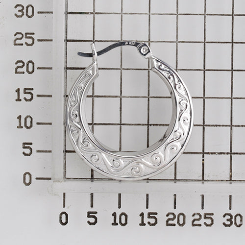 925 STERLING SILVER BACK TO BACK ANCIENT WAVE PATTERN HOOP EARRINGS F17279