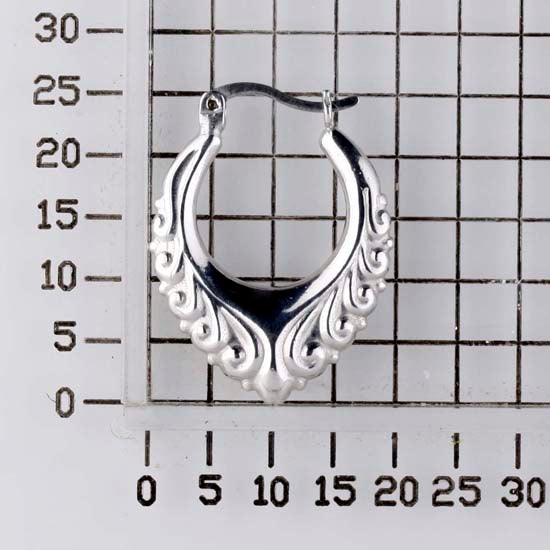 925 STERLING SILVER BACK TO BACK ANCIENT PATTERN HOOP EARRINGS F17289