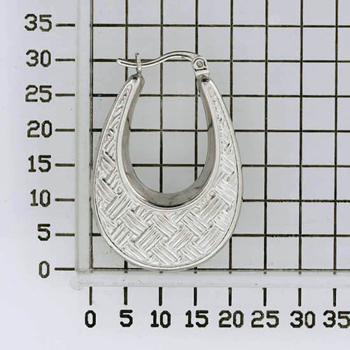 925 STERLING SILVER BACK TO BACK HOOP EARRINGS WEAVE PATTERN F17295
