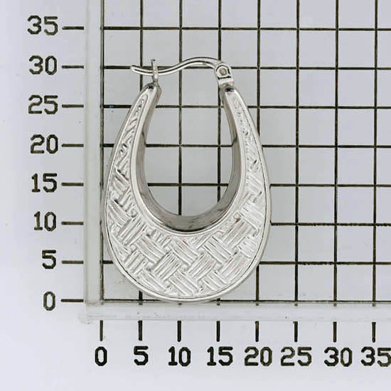 925 STERLING SILVER BACK TO BACK HOOP EARRINGS WEAVE PATTERN F17295