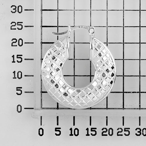 925 STERLING SILVER BACK TO BACK TILE PATTERN HOOP EARRINGS F17298