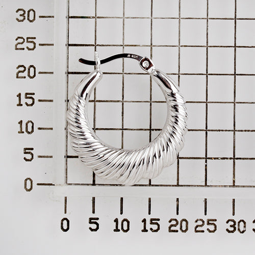 925 STERLING SILVER BACK TO BACK MODERN PLEATED PATTERN HOOP EARRINGS F17744