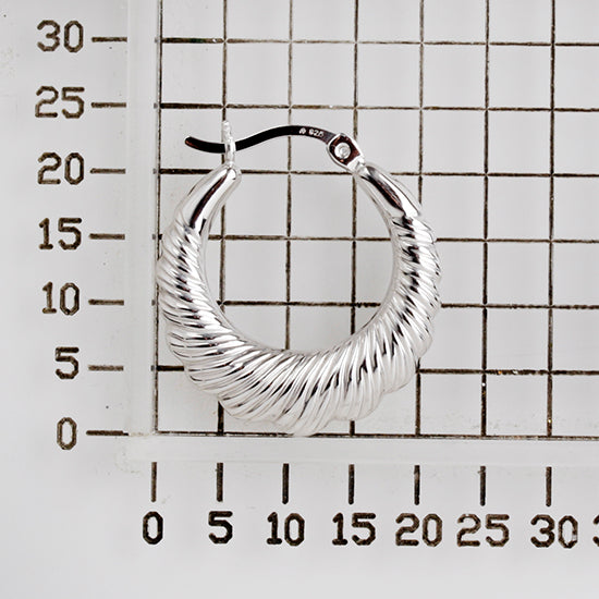 925 STERLING SILVER BACK TO BACK MODERN PLEATED PATTERN HOOP EARRINGS F17744