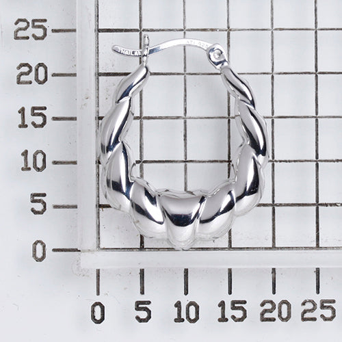 925 STERLING SILVER BACK TO BACK CROISSANT PATTERN HOOP EARRINGS F17746