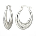 925 STERLING SILVER BACK TO BACK STRIPE PATTERN HOOP EARRINGS F17770