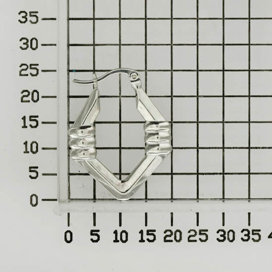 925 STERLING SILVER 25.0 MM. BACK TO BACK PENTAGON SHAPE CREOLE HOOP EARRINGS