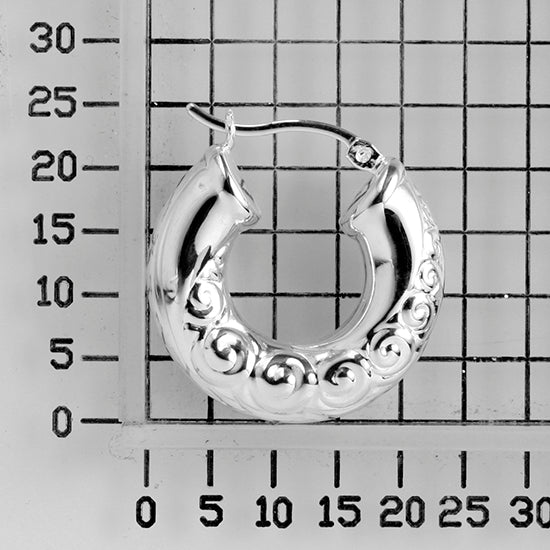 925 STERLING SILVER BACK TO BACK BOLD SPRIAL PATTERN HOOP EARRINGS F17970