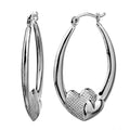 925 STERLING SILVER 30.0 MM. BACK TO BACK DOUBLE HEARTS ON HOOP CREOLE EARRINGS F17991
