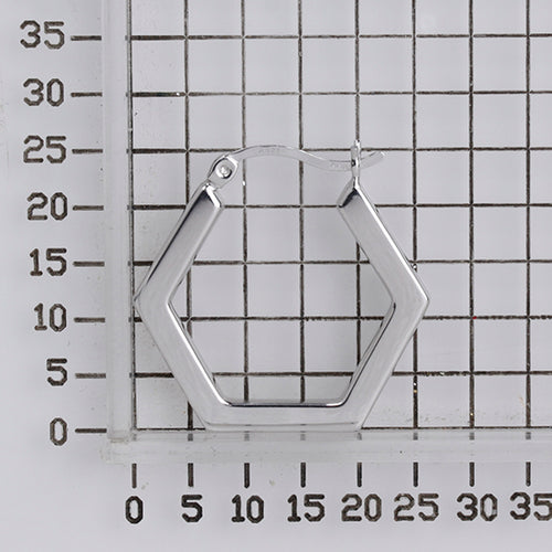 925 STERLING SILVER BACK TO BACK HEXAGON HOOP EARRINGS F18321