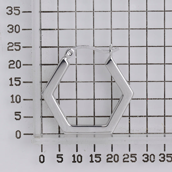 925 STERLING SILVER BACK TO BACK HEXAGON HOOP EARRINGS F18321