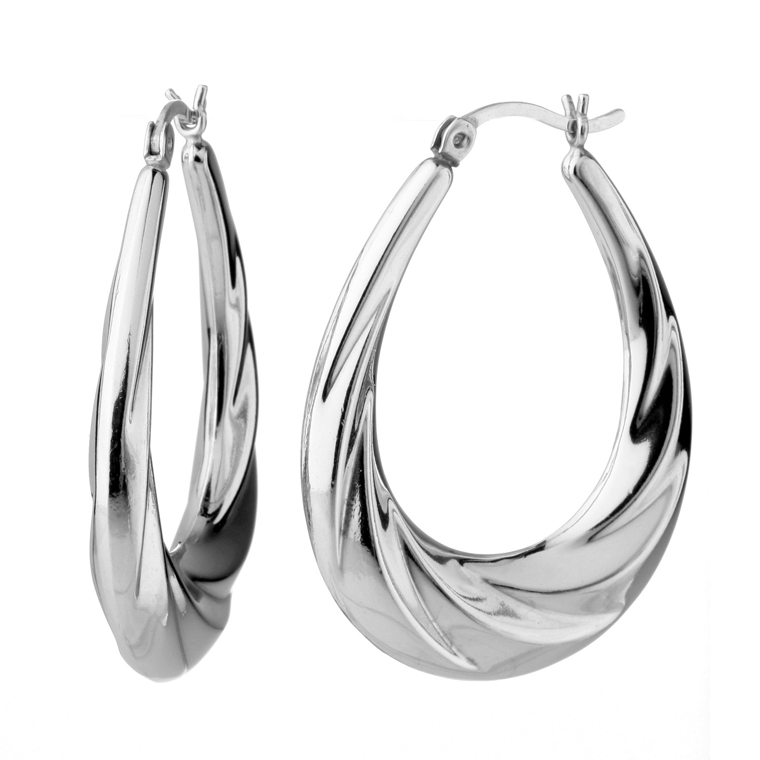 925 STERLING SILVER BACK TO BACK CURLY WAVED HOOP EARRINGS F18933