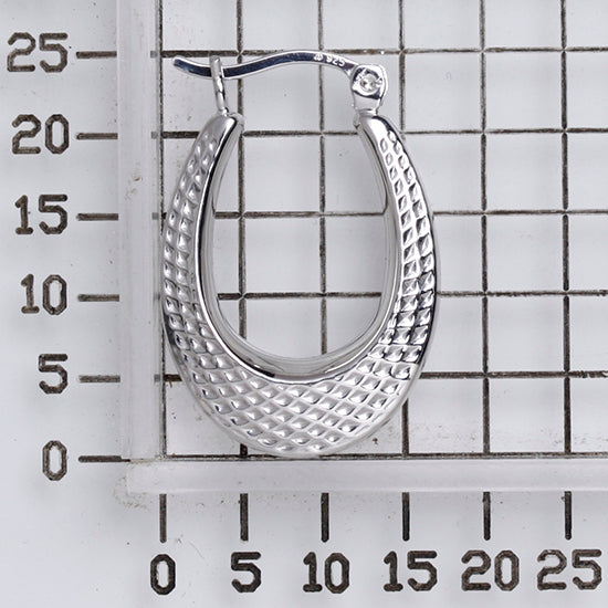 925 STERLING SILVER 25.0 MM. BACK TO BACK NET PATTERN CREOLE HOOP EARRINGS F18958