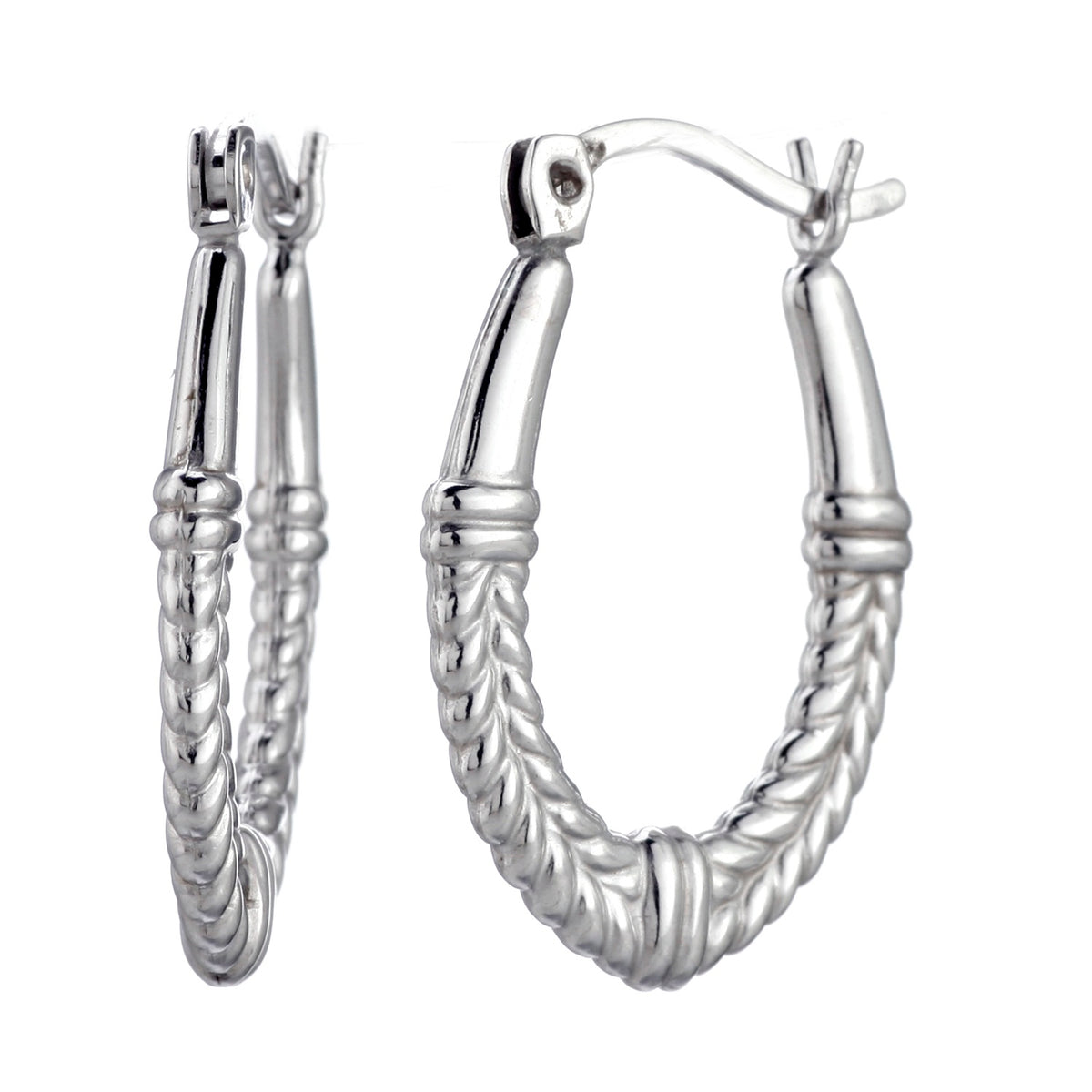 925 STERLING SILVER BACK TO BACK ROPE PATTERN HOOP EARRINGS F18984