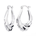 925 STERLING SILVER BACK TO BACK CARVING PATTERN HOOP EARRINGS F19100