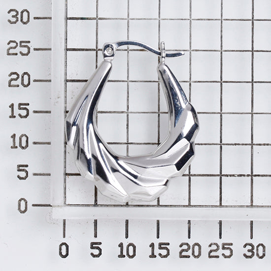 925 STERLING SILVER BACK TO BACK CARVING PATTERN HOOP EARRINGS F19100