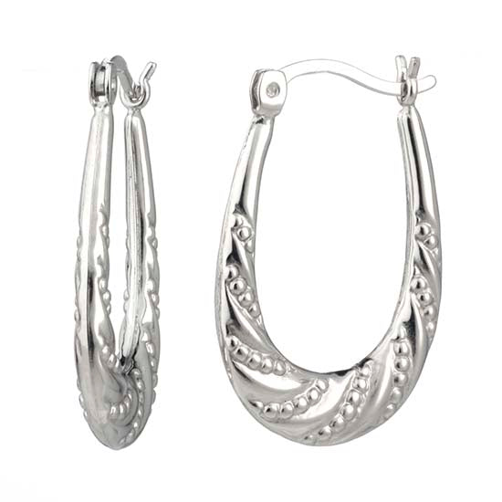 925 STERLING SILVER BACK TO BACK CAVIAR WAVED HOOP EARRINGS F19127