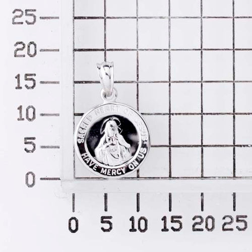 925 STERLING SILVER 12.0 MM HEART OF JESUS PENDANT F19379