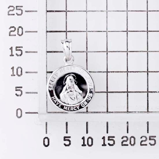 925 STERLING SILVER 12.0 MM HEART OF JESUS PENDANT F19379