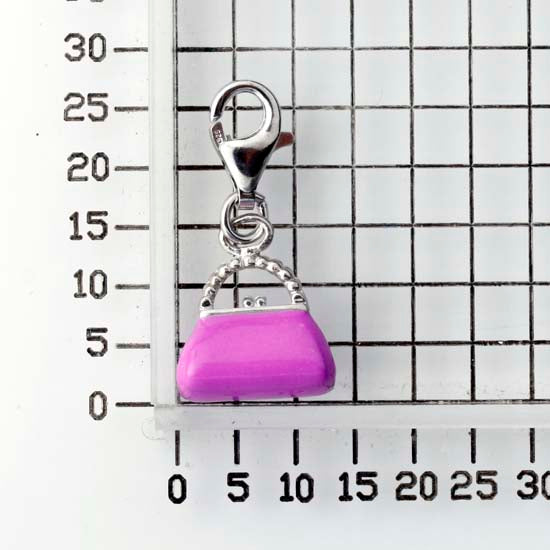 925 STERLING SILVER LITTLE PURSE HANDBAG ENAMEL CHARM F20264