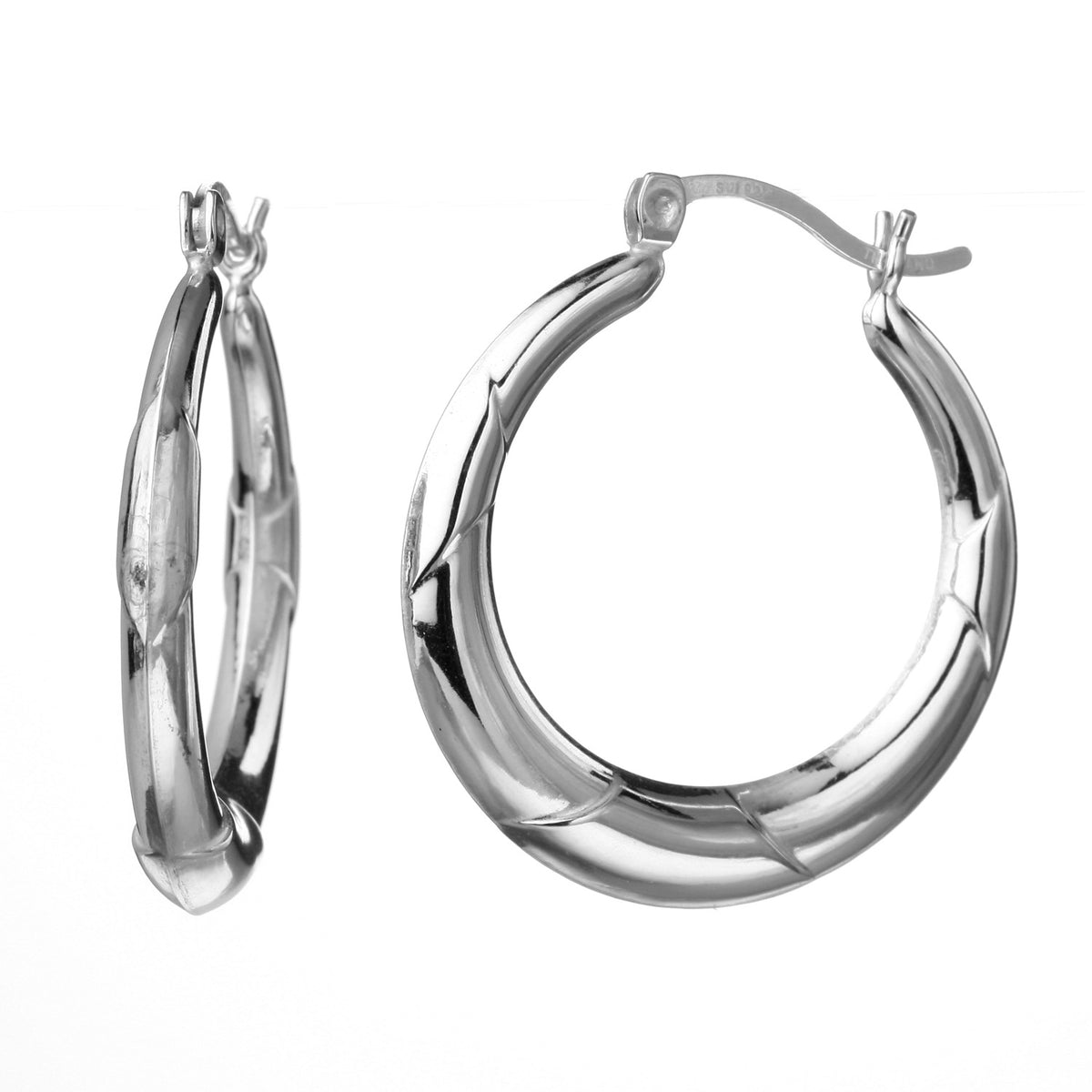 925 STERLING SILVER 25.0 MM. BACK TO BACK CREOLE HOOP EARRINGS F21856