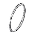 925 STERLING SILVER CLASSIC DOUBLE DIAMONT CUT SLIP ON BANGLE F22324