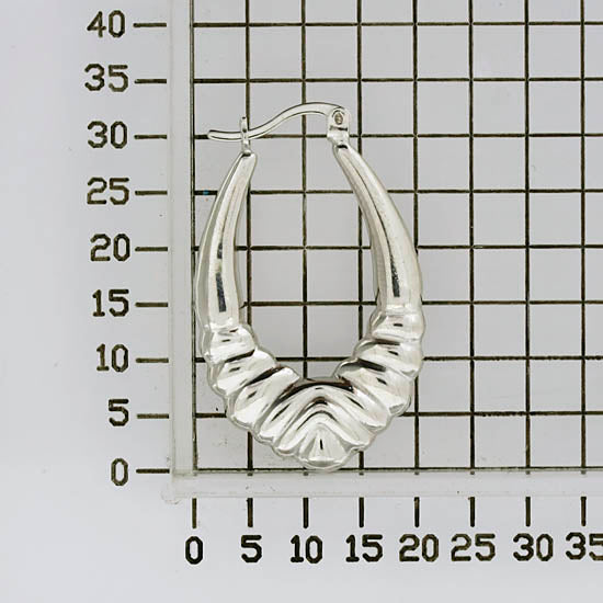 925 STERLING SILVER BACK TO BACK HALF GRADATION PATTERN HOOP EARRINGS F23134