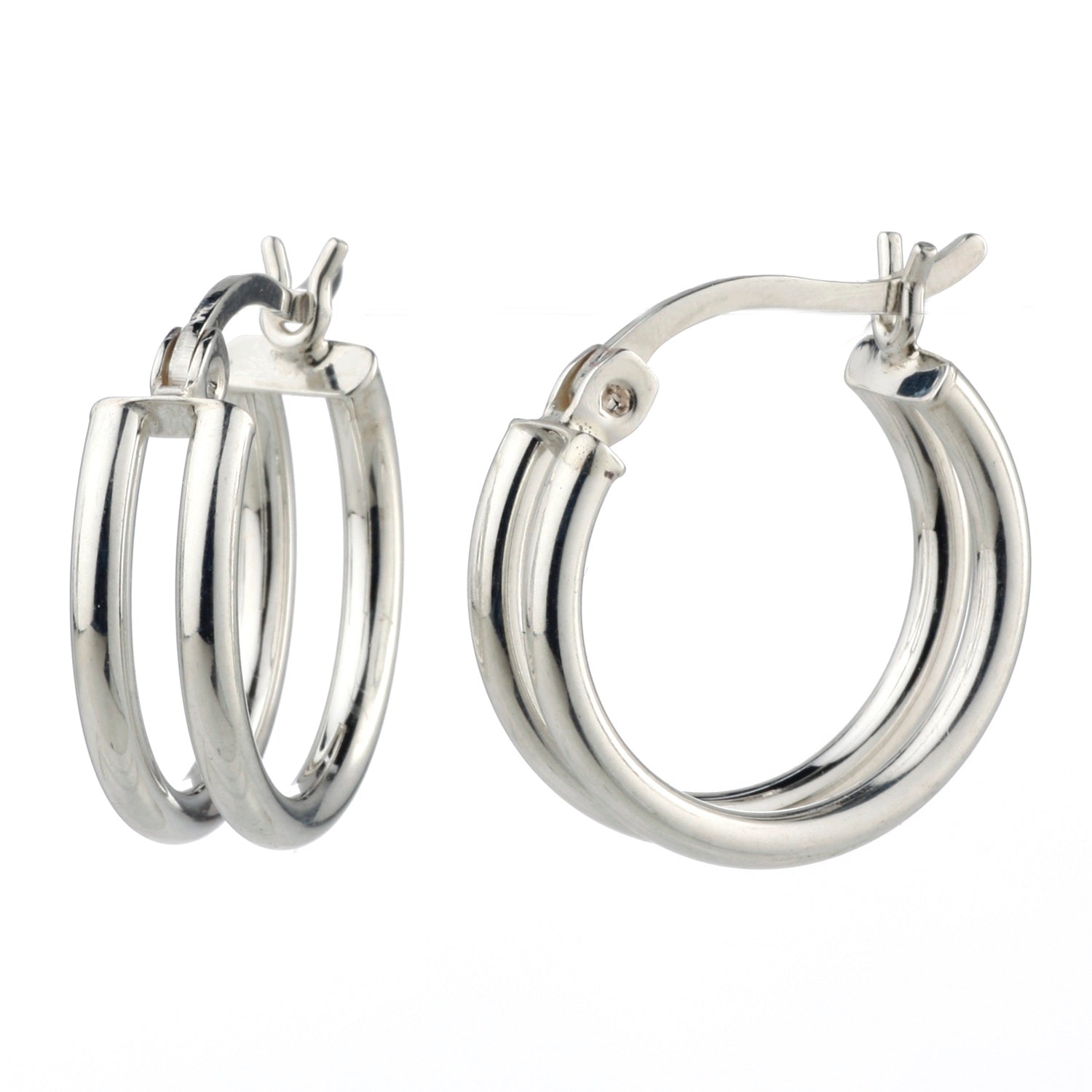 925 STERLING SILVER 15.0 MM. CUT OUT TUBE HOOP EARRINGS F23138