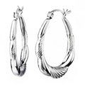 925 STERLING SILVER BACK TO BACK HOOP EARRINGS FLOWER SHAPE F23249