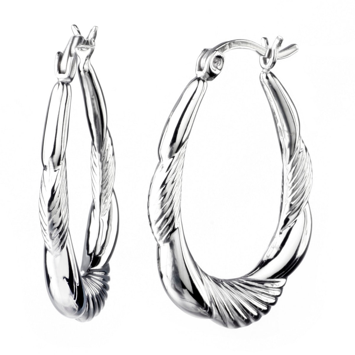 925 STERLING SILVER BACK TO BACK HOOP EARRINGS FLOWER SHAPE F23249