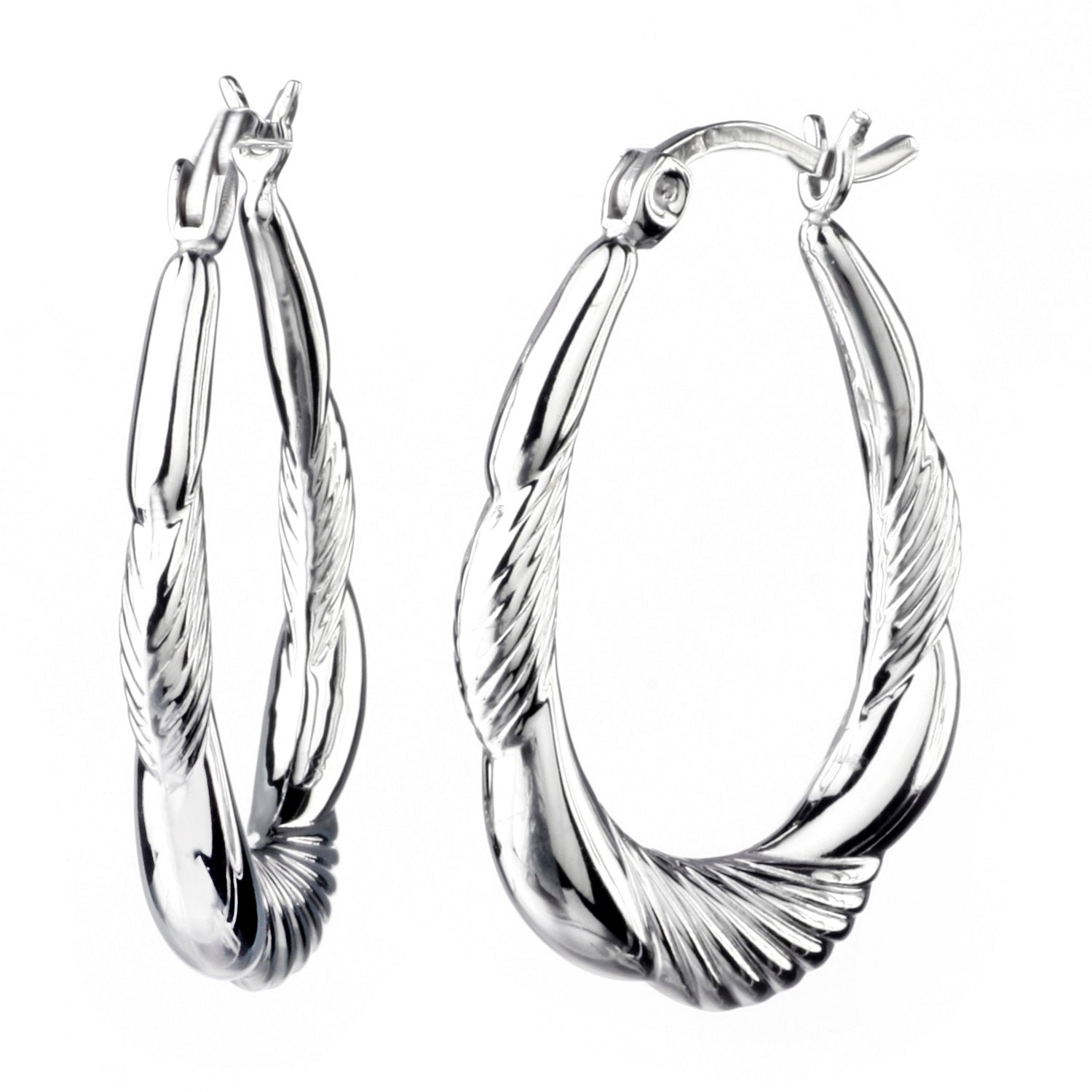 925 STERLING SILVER BACK TO BACK HOOP EARRINGS FLOWER SHAPE F23249