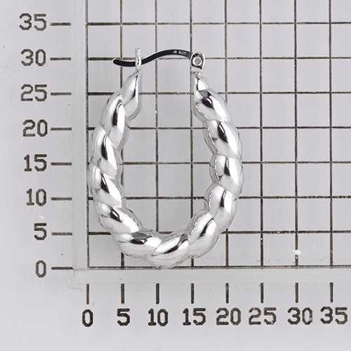 925 STERLING SILVER BACK TO BACK HOOP EARRINGS TWISTED SHAPE F23250