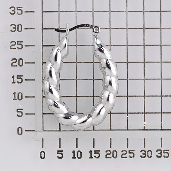 925 STERLING SILVER BACK TO BACK HOOP EARRINGS TWISTED SHAPE F23250