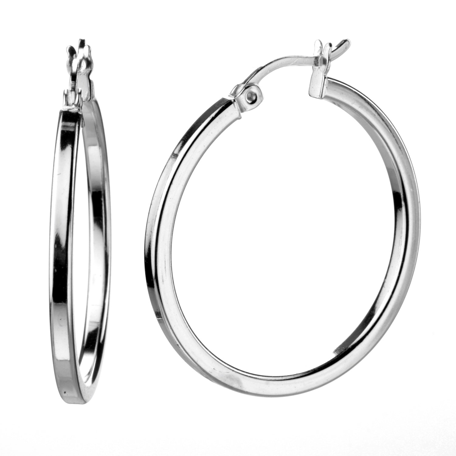 925 STERLING SILVER SQUARE ROUND HOOP EARRINGS 25.0 MM F24620