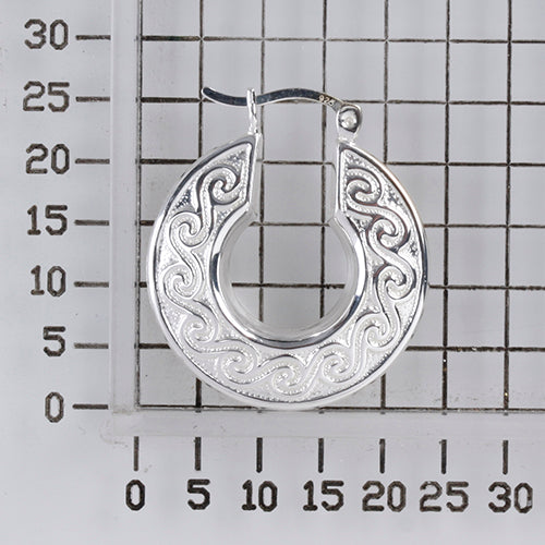 925 STERLING SILVER BACK TO BACK CLASSIC WAVE PATTERN HOOP EARRINGS F25609