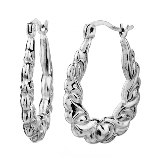 925 STERLING SILVER BACK TO BACK HOOP EARRINGS CLASSIC WAVE PATTERN F25610