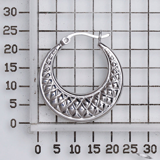 925 STERLING SILVER BACK TO BACK HOOP EARRINGS PINEAPPLE PATTERN F25611