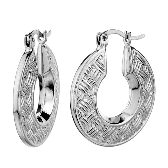 925 STERLING SILVER BACK TO BACK BRAIDED ROPE PATTERN HOOP EARRINGS F25710