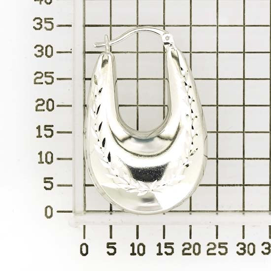 925 STERLING SILVER BACK TO BACK U SHAPE DIAMOND CUT HOOP EARRINGS F26285