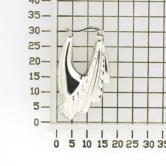 925 STERLING SILVER BACK TO BACK CLASSIC PATTERN DIAMOND CUT HOOP EARRINGS F26293