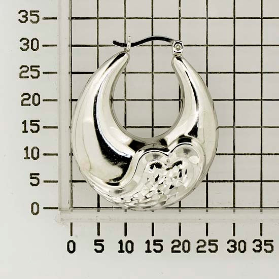 925 STERLING SILVER BACK TO BACK HEART ON HOOP DIAMOND CUT EARRINGS F26299