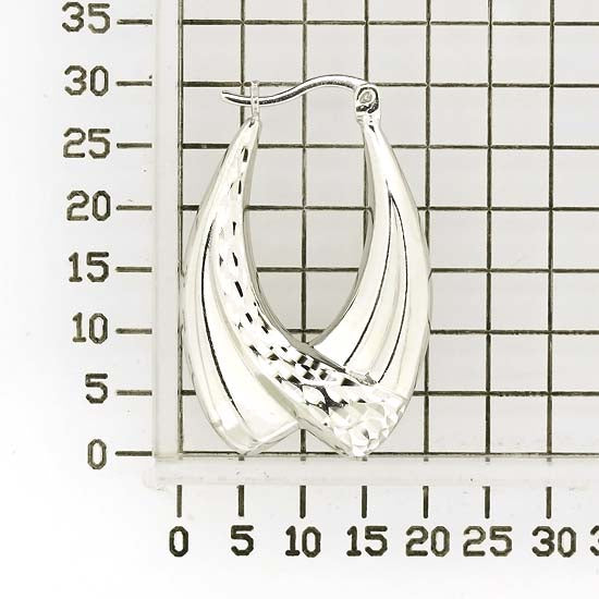 925 STERLING SILVER BACK TO BACK DIAMOND CUT HOOP EARRINGS F26343