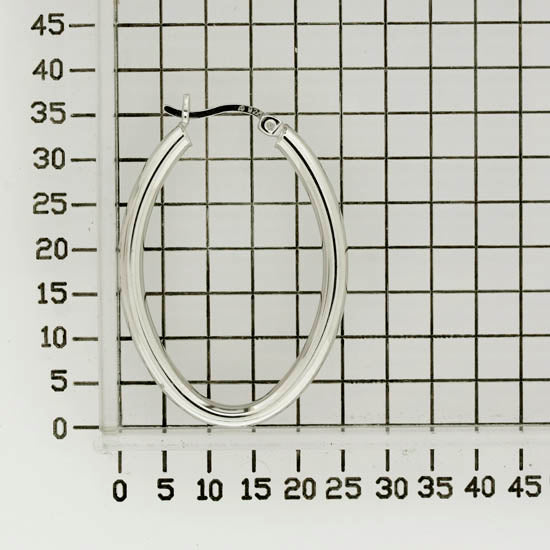 925 STERLING SILVER 35.0 MM. ROUND TUBE OVAL SHAPE HOOP EARRINGS F26900