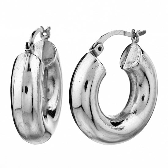 925 STERLING SILVER BACK TO BACK BOLD DONUT SHAPE HOOP EARRINGS F27710